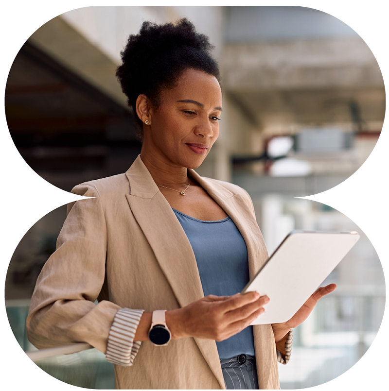 Woman working on tablet