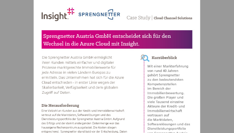 Artikel Sprengnetter Austria GmbH entscheidet sich für den Wechsel in die Azure Cloud mit Insight. Bild