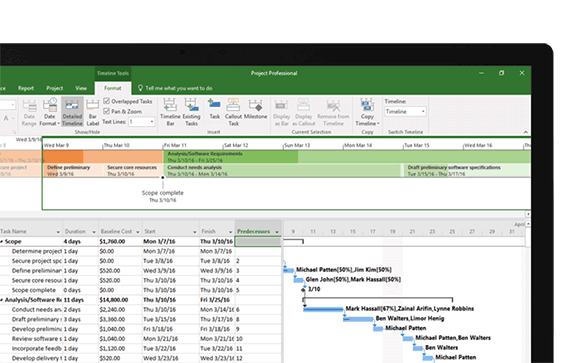 Microsoft Project portfolio management screenshot