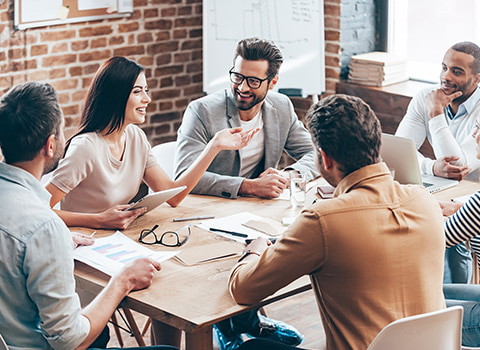 Group of colleagues during a meeting