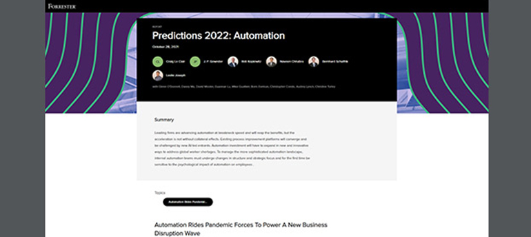 Artikel Forrester: Predictions 2022- Automation Bild