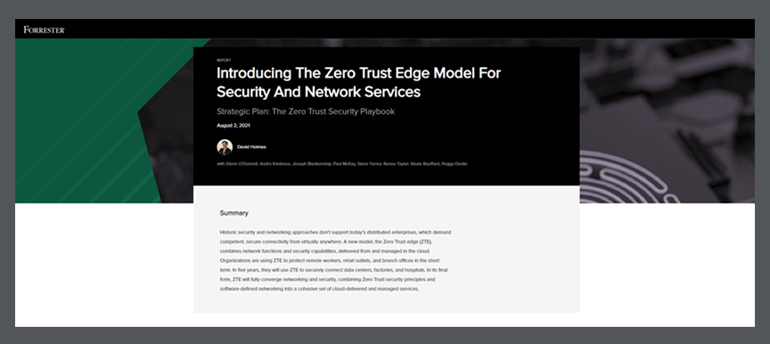 Artikel Forrester: Einführung des Zero Trust Edge-Modells für Sicherheits- und Netzwerkdienste Bild